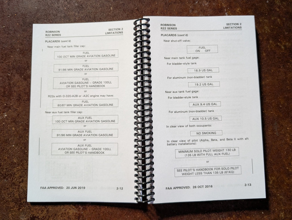 Robinson R22 Pilots Operating Handbook (POH)